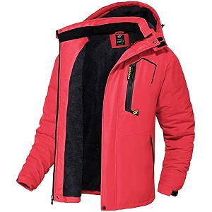 QPNGRP Mens Waterproof Fleece Ski Jacket Windproof