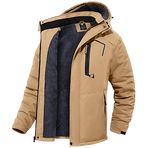 QPNGRP Mens Waterproof Fleece Ski Jacket Windproof