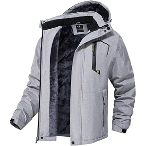 QPNGRP Mens Waterproof Fleece Ski Jacket Windproof