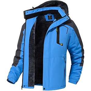 QPNGRP Mens Waterproof Fleece Ski Jacket Windproof