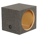QPower 15 Inch Heavy-Duty Single Sealed Carpet Covered Durable Car Audio Vehicle Subwoofer Enclosure Woofer Box, Charcoal Gray