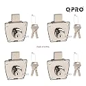 23 MM Zinc Cupboard Lock with 2 Reversible Computer Brass Keys/Cabinet Lock/Drawer Lock/Cupboard Locks for Wardrobe (Chrome Finish, Pack of 4 Pcs.)
