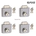 Zinc Cupboard Lock with 2 Reversible Computer Brass Keys/Cupboard Locks for Wardrobe (Chrome Finish, Pack of 4 Pcs.) (C.B.L, Sliding Ultra Key, 25 MM)