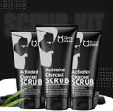 Qraa Activated Bamboo Charcoal Scrub with Essential Oils,For deep cleansing pack of 3 Scrub