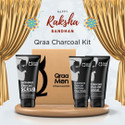 Qraa Men Charcoal Kit: Rakhi Gift For Brother |Scrub, Face wash, Peel-off Mask For Men-With Tea tree oil (3 Items in the set)