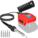 QSDXNYDC Cordless Soldering Iron Station Compatible with Milwaukee M18 18V Battery,Fast Heating Up Portable Electric Soldering Iron with USB & Type C for DIY,Appliance Repair,Wire Welding (No Battery)
