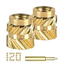 QSJ 120Pcs Threaded Inserts Heat Set Inserts Kit M3x5.7x4.6 Brass Insert Nut with Soldering Iron Tip for 3D Printed Plastic Materials
