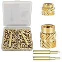 QSJ 170Pcs Threaded Inserts Set Brass Heat Set Insert M3 M4 Insert Nut with Soldering Iron Tip for 3D Printed Plastic Materials