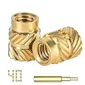 QSJ 40Pcs Threaded Inserts Heat Set Inserts Kit M4x8.1x6.3 Brass Insert Nut with Soldering Iron Tip for 3D Printed Plastic Materials