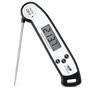 qt-600 pro digital food thermometer for kitchen  instant read meat thermometer with foldable probe backlight ip66 waterproof  -50c to 300c  cooking bbq grill lab fridge use