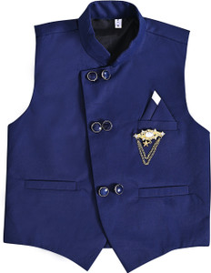 qtsy boys solid mandarin festive  wedding blazer blue