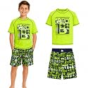Quad Seven Boys 2-Piece Rash Guard Swimsuit Set Short-Sleeve (Sizes 5-12)