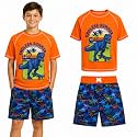 Quad Seven Boys 2-Piece Rash Guard Swimsuit Set Short-Sleeve (Sizes 5-12)