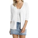 QUALFORT Women's 100% Cotton Lightweight Cardigans Long Sleeve Sweater