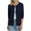 QUALFORT Women's 100% Cotton Lightweight Cardigans Long Sleeve Sweater