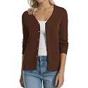 QUALFORT Women's 100% Cotton Lightweight Cardigans Long Sleeve Sweater