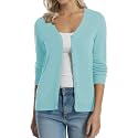 QUALFORT Women's 100% Cotton Lightweight Cardigans Long Sleeve Sweater
