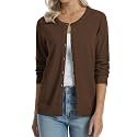 QUALFORT Women's 100% Cotton Lightweight Cardigans Long Sleeve Sweater