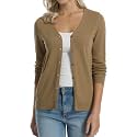 QUALFORT Women's 100% Cotton Lightweight Cardigans Long Sleeve Sweater