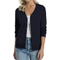 QUALFORT Women's 100% Cotton Lightweight Cardigans Long Sleeve Sweater