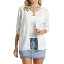 QUALFORT Women's 100% Cotton Lightweight Cardigans Long Sleeve Sweater