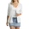 QUALFORT Women's 100% Cotton Lightweight Cardigans Long Sleeve Sweater