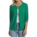 QUALFORT Women's 100% Cotton Lightweight Cardigans Long Sleeve Sweater