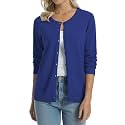 QUALFORT Women's 100% Cotton Lightweight Cardigans Long Sleeve Sweater