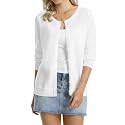 QUALFORT Women's 100% Cotton Lightweight Cardigans Long Sleeve Sweater