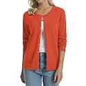 QUALFORT Women's 100% Cotton Lightweight Cardigans Long Sleeve Sweater