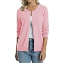 QUALFORT Women's 100% Cotton Lightweight Cardigans Long Sleeve Sweater