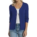 QUALFORT Women's 100% Cotton Lightweight Cardigans Long Sleeve Sweater