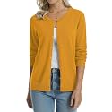 QUALFORT Women's 100% Cotton Lightweight Cardigans Long Sleeve Sweater