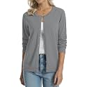QUALFORT Women's 100% Cotton Lightweight Cardigans Long Sleeve Sweater