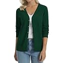 QUALFORT Women's 100% Cotton Lightweight Cardigans Long Sleeve Sweater