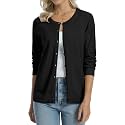 QUALFORT Women's 100% Cotton Lightweight Cardigans Long Sleeve Sweater