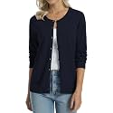 QUALFORT Women's 100% Cotton Lightweight Cardigans Long Sleeve Sweater