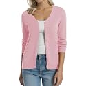 QUALFORT Women's 100% Cotton Lightweight Cardigans Long Sleeve Sweater