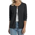 QUALFORT Women's 100% Cotton Lightweight Cardigans Long Sleeve Sweater