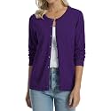 QUALFORT Women's 100% Cotton Lightweight Cardigans Long Sleeve Sweater