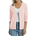 QUALFORT Women's 100% Cotton Lightweight Cardigans Long Sleeve Sweater