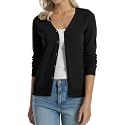 QUALFORT Women's 100% Cotton Lightweight Cardigans Long Sleeve Sweater