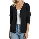 QUALFORT Women's 100% Cotton Lightweight Cardigans Long Sleeve Sweater