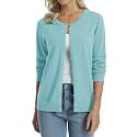 QUALFORT Women's 100% Cotton Lightweight Cardigans Long Sleeve Sweater