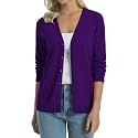 QUALFORT Women's 100% Cotton Lightweight Cardigans Long Sleeve Sweater