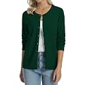 QUALFORT Women's 100% Cotton Lightweight Cardigans Long Sleeve Sweater