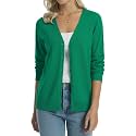 QUALFORT Women's 100% Cotton Lightweight Cardigans Long Sleeve Sweater