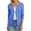 QUALFORT Women's 100% Cotton Lightweight Cardigans Long Sleeve Sweater