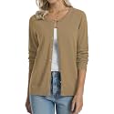 QUALFORT Women's 100% Cotton Lightweight Cardigans Long Sleeve Sweater