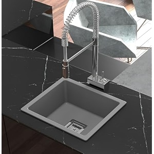 truesink granitequartz kitchen sink 16x18x9 inches black color with waste coupling amp waste pipe  sound proof and non fading color granite kitchen sink grey 24x18x9 inch